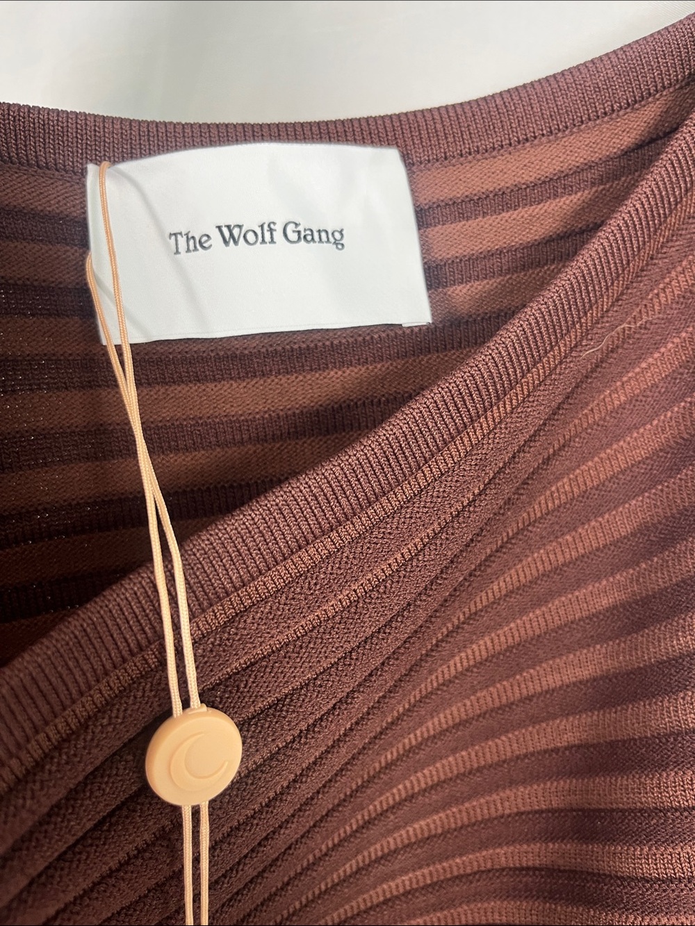 ‼️FIRM PRICE The wolf gang NWT Sunmor knitted tube midi dress chocolate sz s - Picture 5 of 8